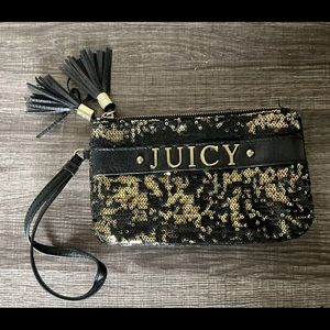 Juicy Couture sequin wristlet. Black and gold sequins.